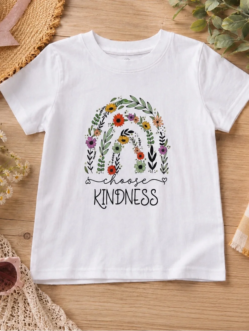 Girls Size 7 Summer Set | Choose Kindness Tee + GAP Shorts + Hair Clip